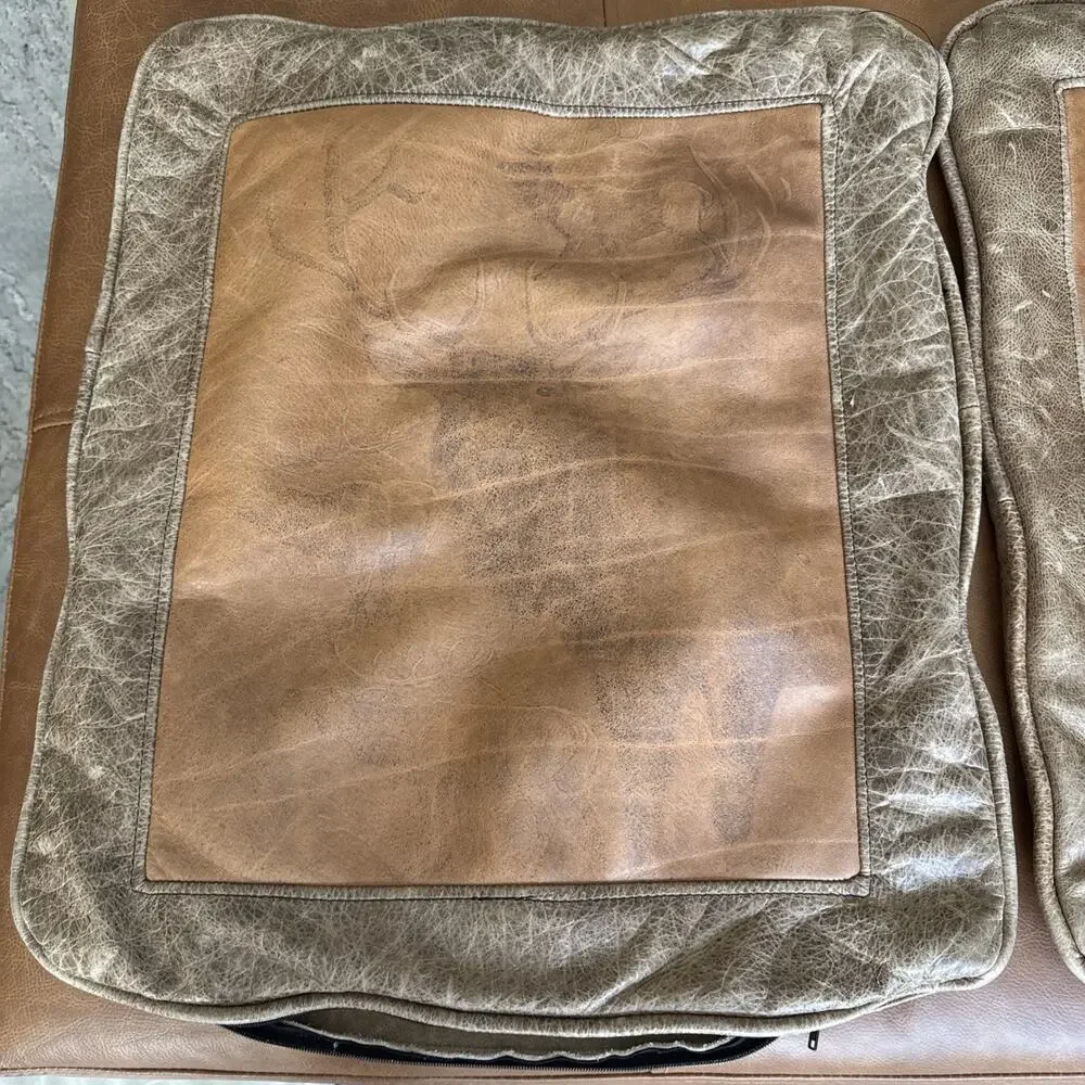 Judy Gibson Genuine Leather Pillow Covers Animal Print Signed Covers Only 18x20”